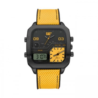 CAT Retro D Multi AS-169-27-177 Yellow Black Nylon Strap Men Watch